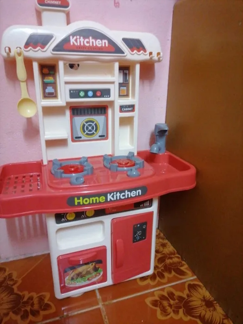 My First Kitchen Set Kitchen Playset Role Playing Game with Light and Sound Realistic Press Water Faucet & Kitchenware Gift for Kids