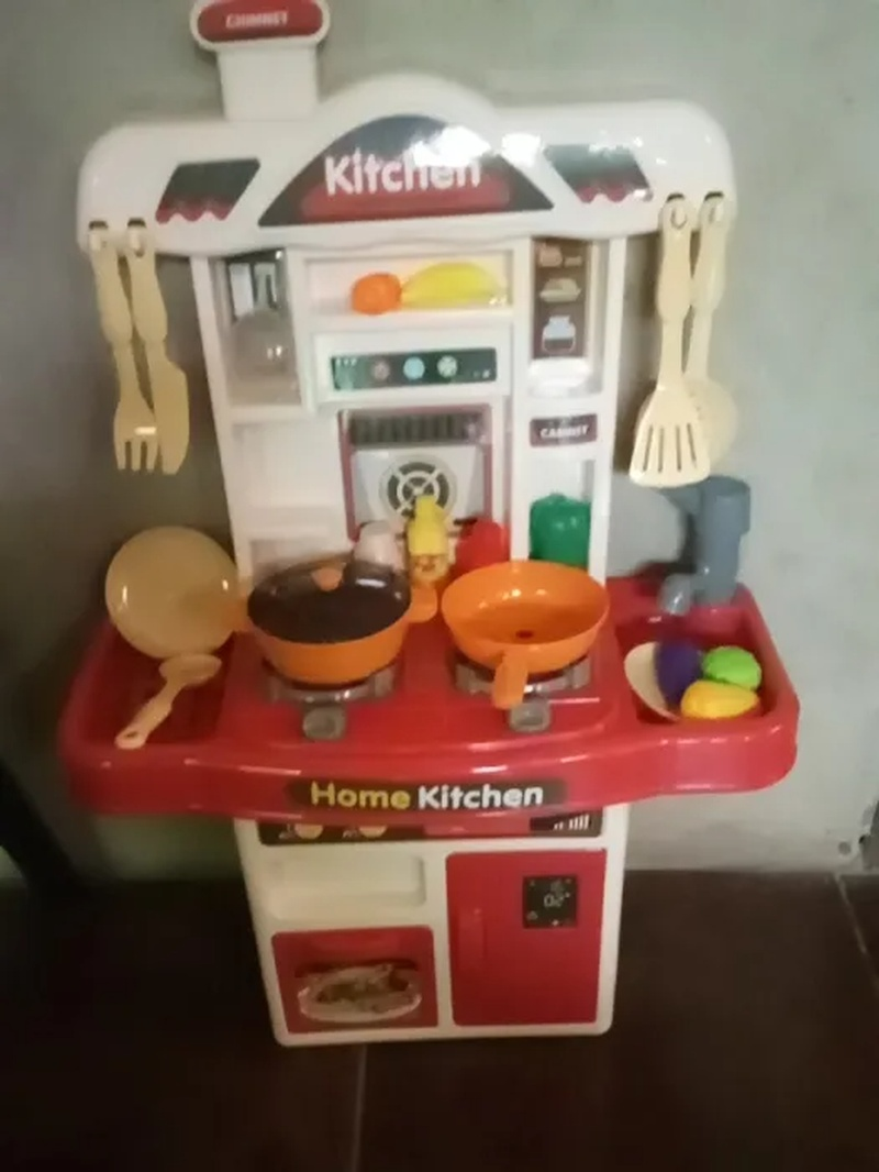 My First Kitchen Set Kitchen Playset Role Playing Game with Light and Sound Realistic Press Water Faucet & Kitchenware Gift for Kids