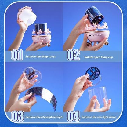 Night Light Projector with Rotating Scenes, 12 Projection Films, 360° Silent Rotation