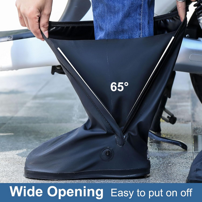 Non-Slip Waterproof Boot Covers - Waterproof Rain Boot Shoe Cover with Reflector, Reusable Motorcycle Boots Cover