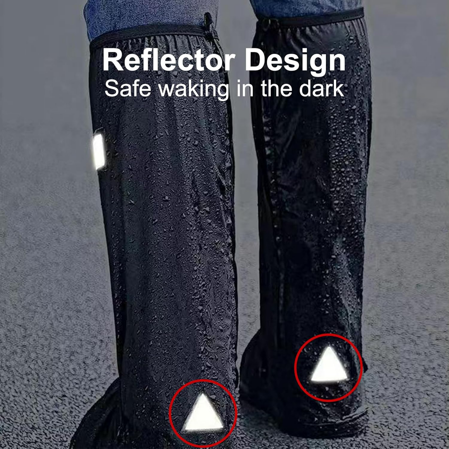 Non-Slip Waterproof Boot Covers - Waterproof Rain Boot Shoe Cover with Reflector, Reusable Motorcycle Boots Cover