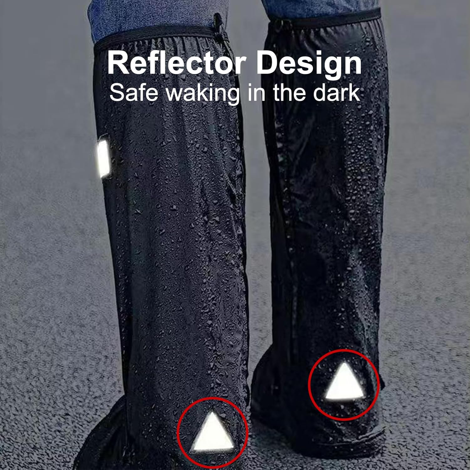 Non-Slip Waterproof Boot Covers - Waterproof Rain Boot Shoe Cover with Reflector, Reusable Motorcycle Boots Cover