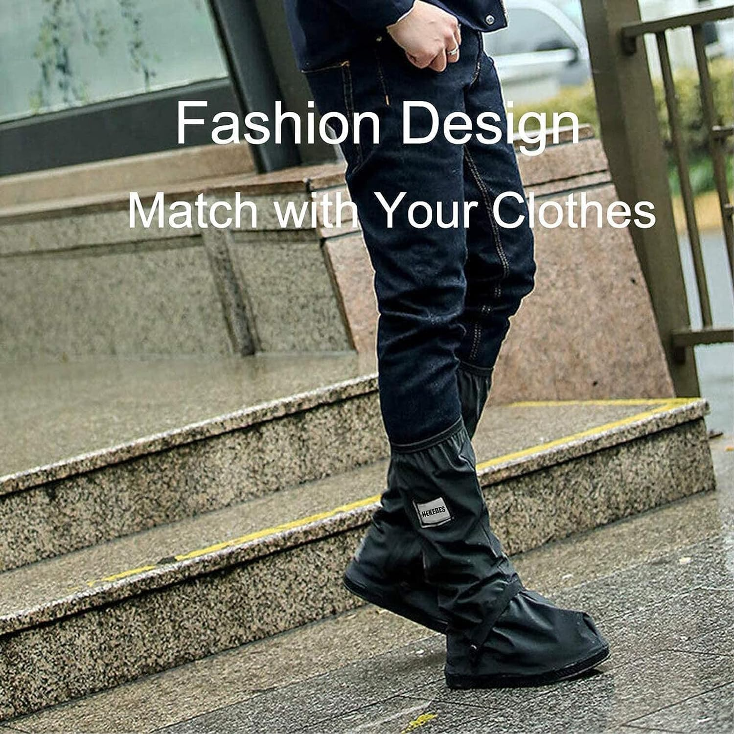 Non-Slip Waterproof Boot Covers - Waterproof Rain Boot Shoe Cover with Reflector, Reusable Motorcycle Boots Cover