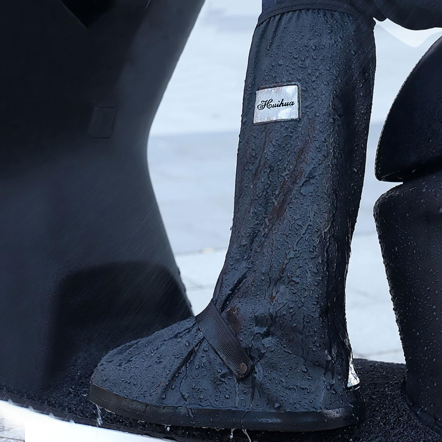 Non-Slip Waterproof Boot Covers - Waterproof Rain Boot Shoe Cover with Reflector, Reusable Motorcycle Boots Cover