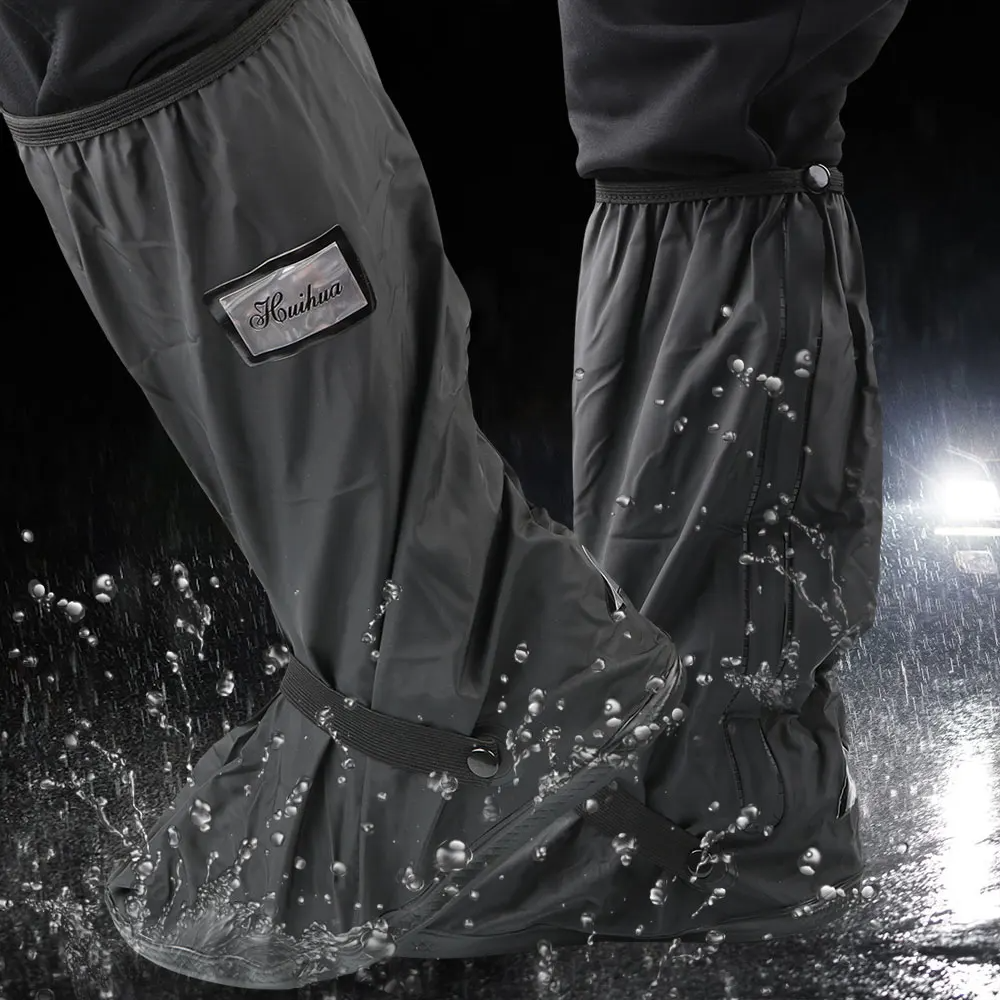 Non-Slip Waterproof Boot Covers - Waterproof Rain Boot Shoe Cover with Reflector, Reusable Motorcycle Boots Cover