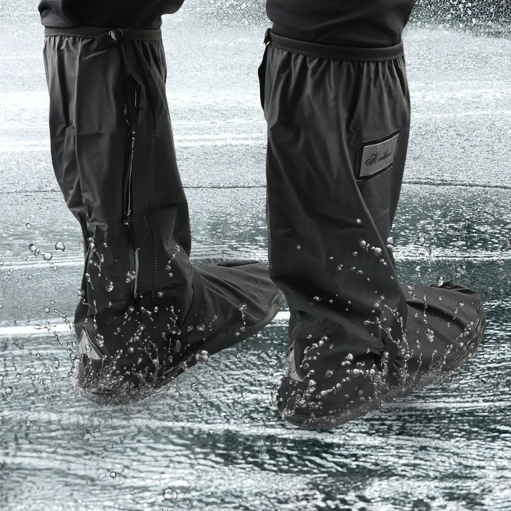 Non-Slip Waterproof Boot Covers - Waterproof Rain Boot Shoe Cover with Reflector, Reusable Motorcycle Boots Cover