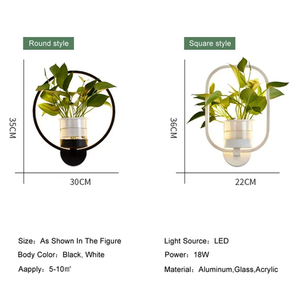 Nordic Planter Lamp - Simple Creative Wall Light for Bedroom Living Room Dining Corridor Wall