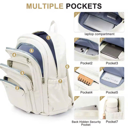 Nylon School Backpack for Teens – Unisex Casual Travel Book Bag with Luggage Strap and Adjustable Shoulder Straps