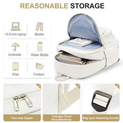 Nylon School Backpack for Teens – Unisex Casual Travel Book Bag with Luggage Strap and Adjustable Shoulder Straps