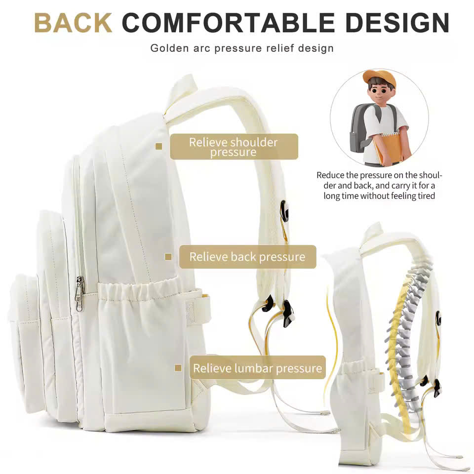 Nylon School Backpack for Teens – Unisex Casual Travel Book Bag with Luggage Strap and Adjustable Shoulder Straps