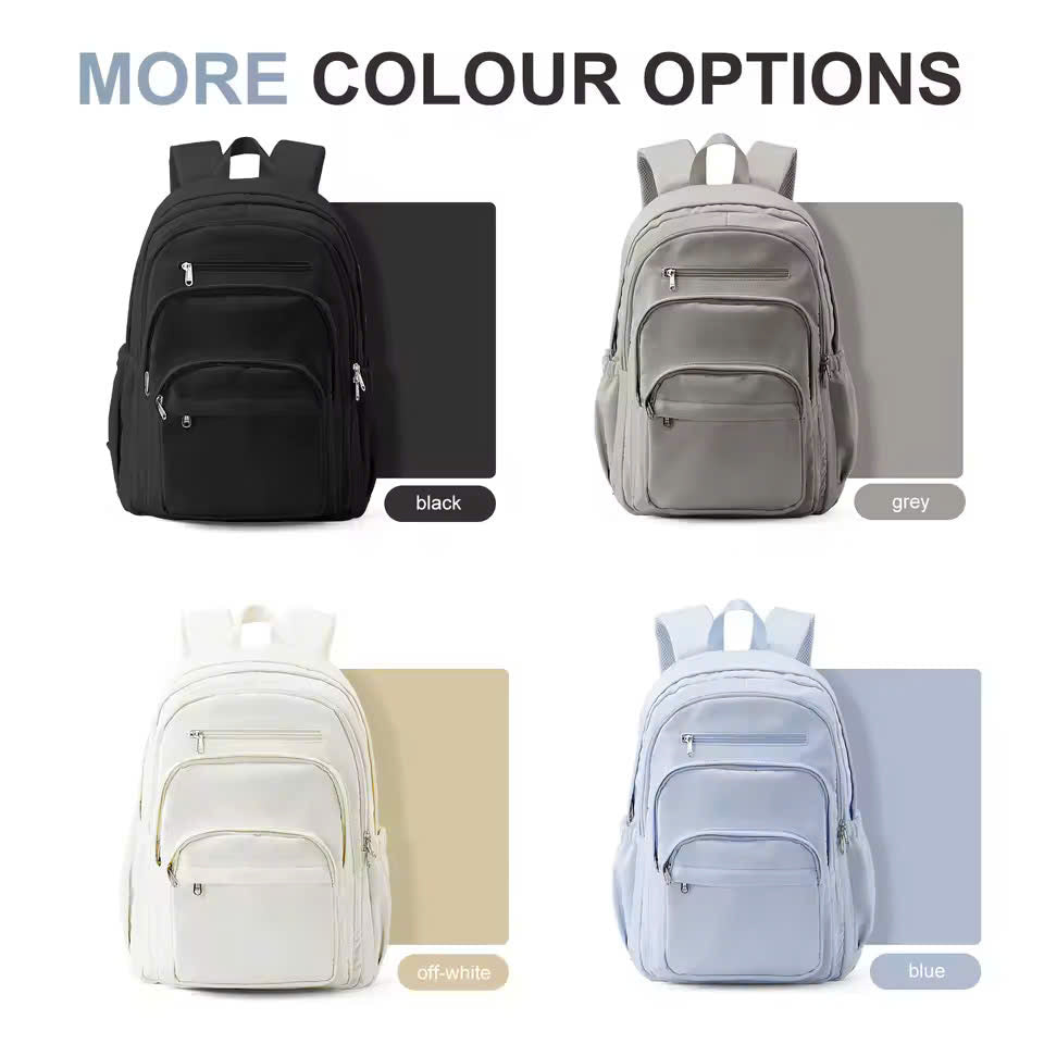 Nylon School Backpack for Teens – Unisex Casual Travel Book Bag with Luggage Strap and Adjustable Shoulder Straps