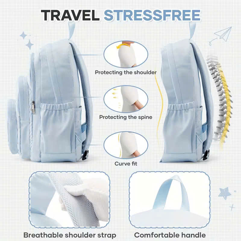 Nylon School Backpack for Teens – Unisex Casual Travel Book Bag with Luggage Strap and Adjustable Shoulder Straps