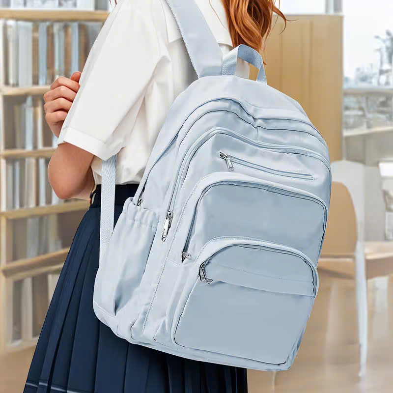 Nylon School Backpack for Teens – Unisex Casual Travel Book Bag with Luggage Strap and Adjustable Shoulder Straps