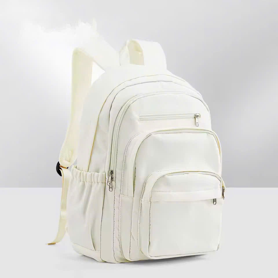 Nylon School Backpack for Teens – Unisex Casual Travel Book Bag with Luggage Strap and Adjustable Shoulder Straps