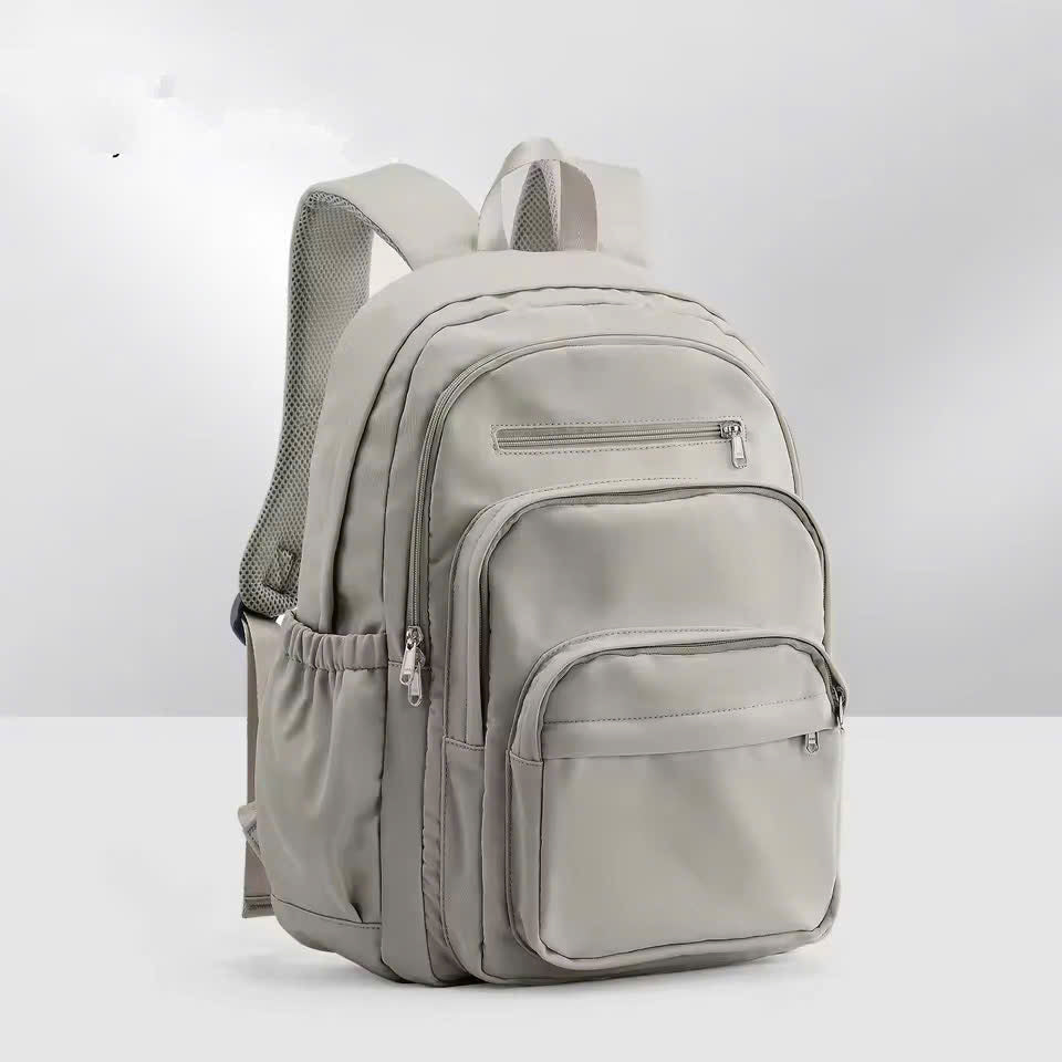Nylon School Backpack for Teens – Unisex Casual Travel Book Bag with Luggage Strap and Adjustable Shoulder Straps