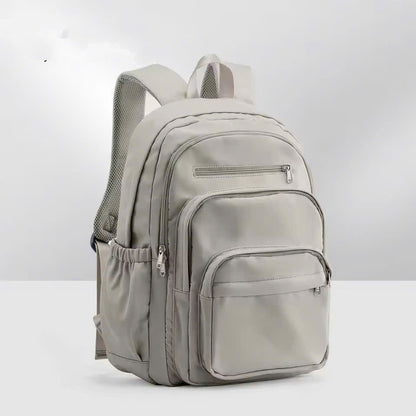 Nylon School Backpack for Teens – Unisex Casual Travel Book Bag with Luggage Strap and Adjustable Shoulder Straps