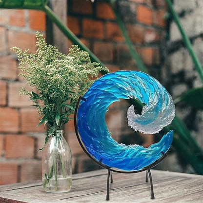 Ocean Wave Fused Glass Sculpture