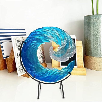 Ocean Wave Fused Glass Sculpture