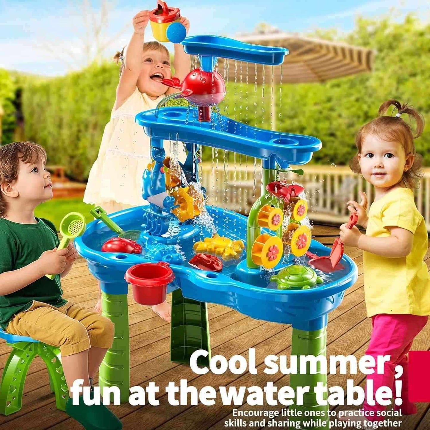 Outdoor Activities Play Table Sand and Water Table Children Garden Toy Beach Play Set Summer Toys for Girls Boys