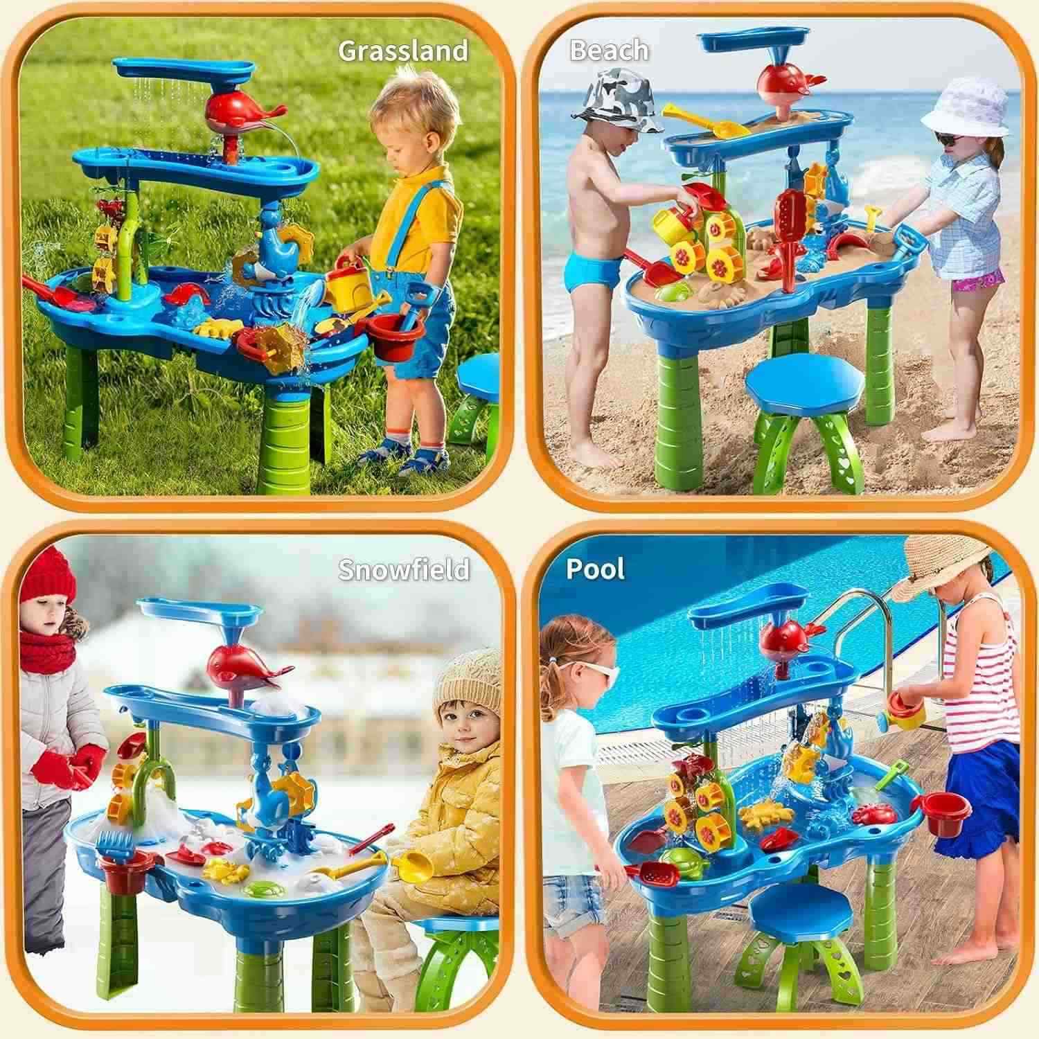 Outdoor Activities Play Table Sand and Water Table Children Garden Toy Beach Play Set Summer Toys for Girls Boys
