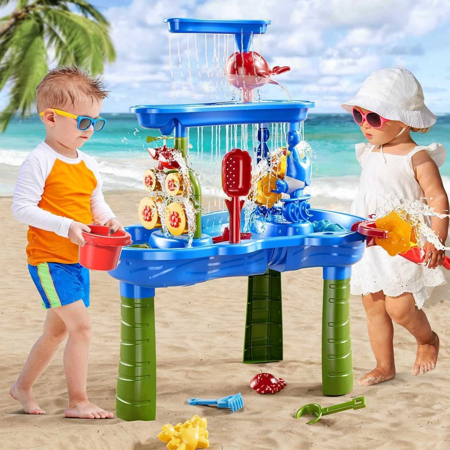 Outdoor Activities Play Table Sand and Water Table Children Garden Toy Beach Play Set Summer Toys for Girls Boys