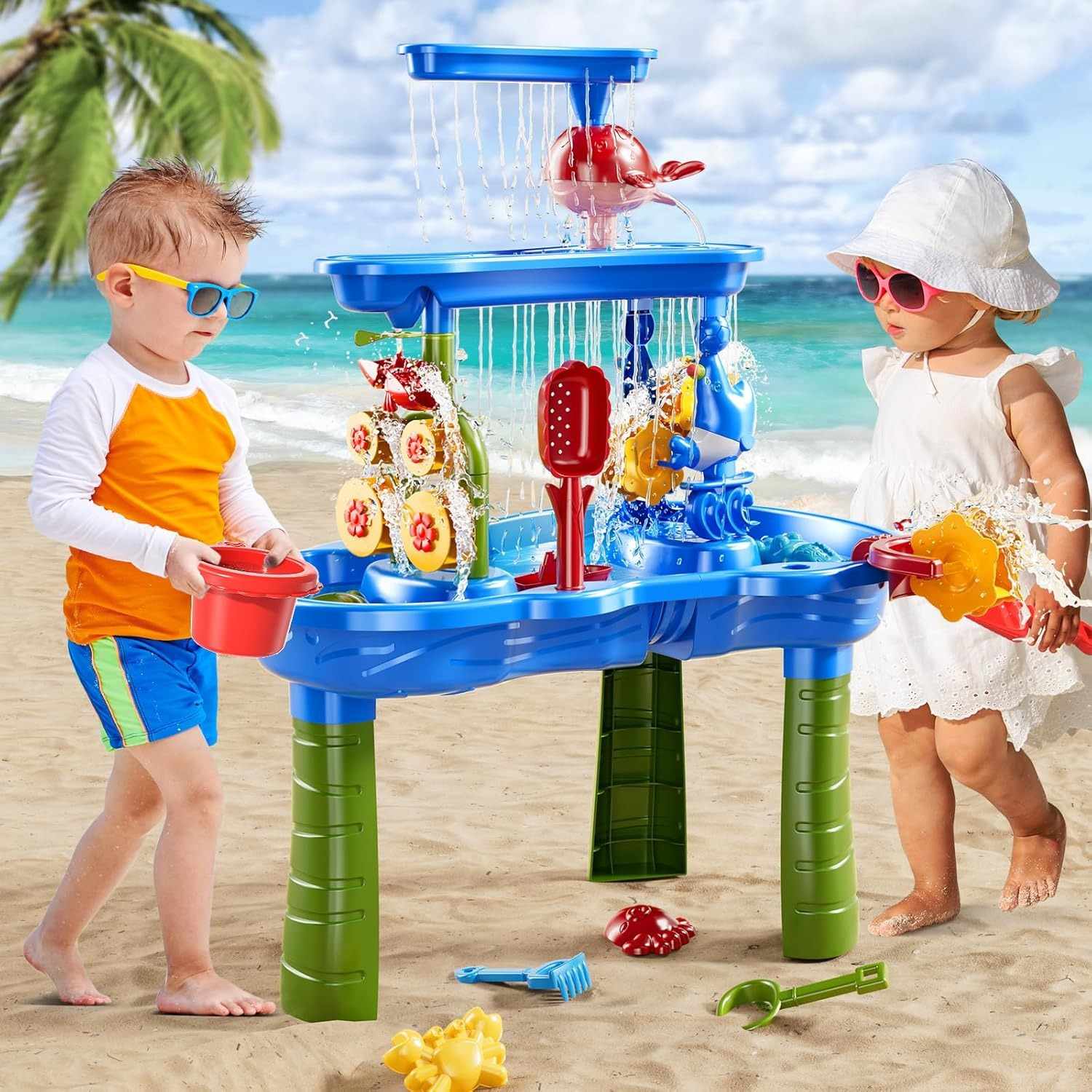 Outdoor Activities Play Table Sand and Water Table Children Garden Toy Beach Play Set Summer Toys for Girls Boys