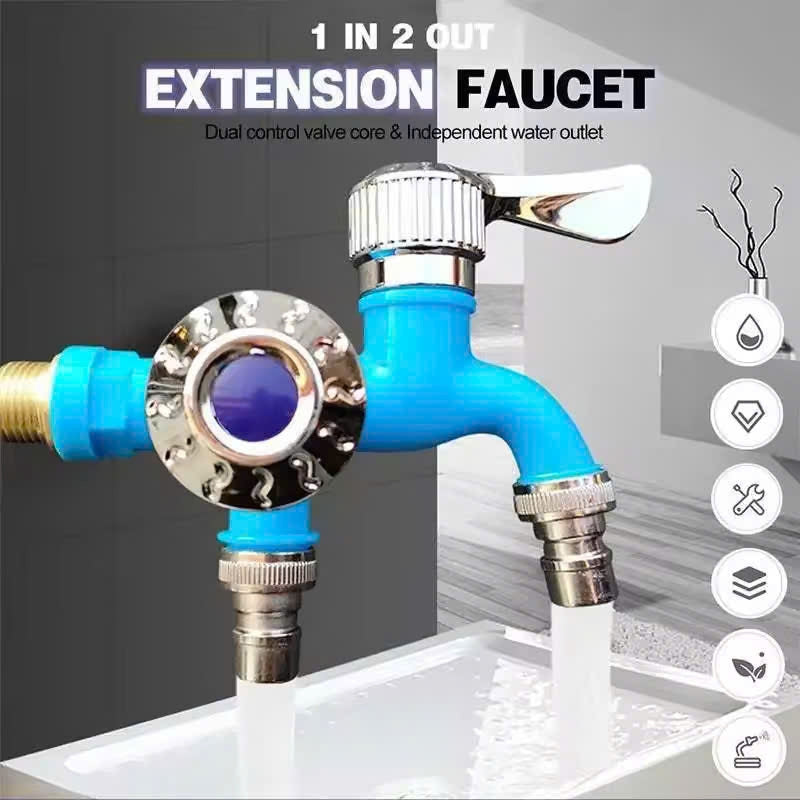 Outdoor Antifreeze Dual Control Faucet – Two Outlets, Leak-Proof, Rust-Resistant, Easy to Install and Use