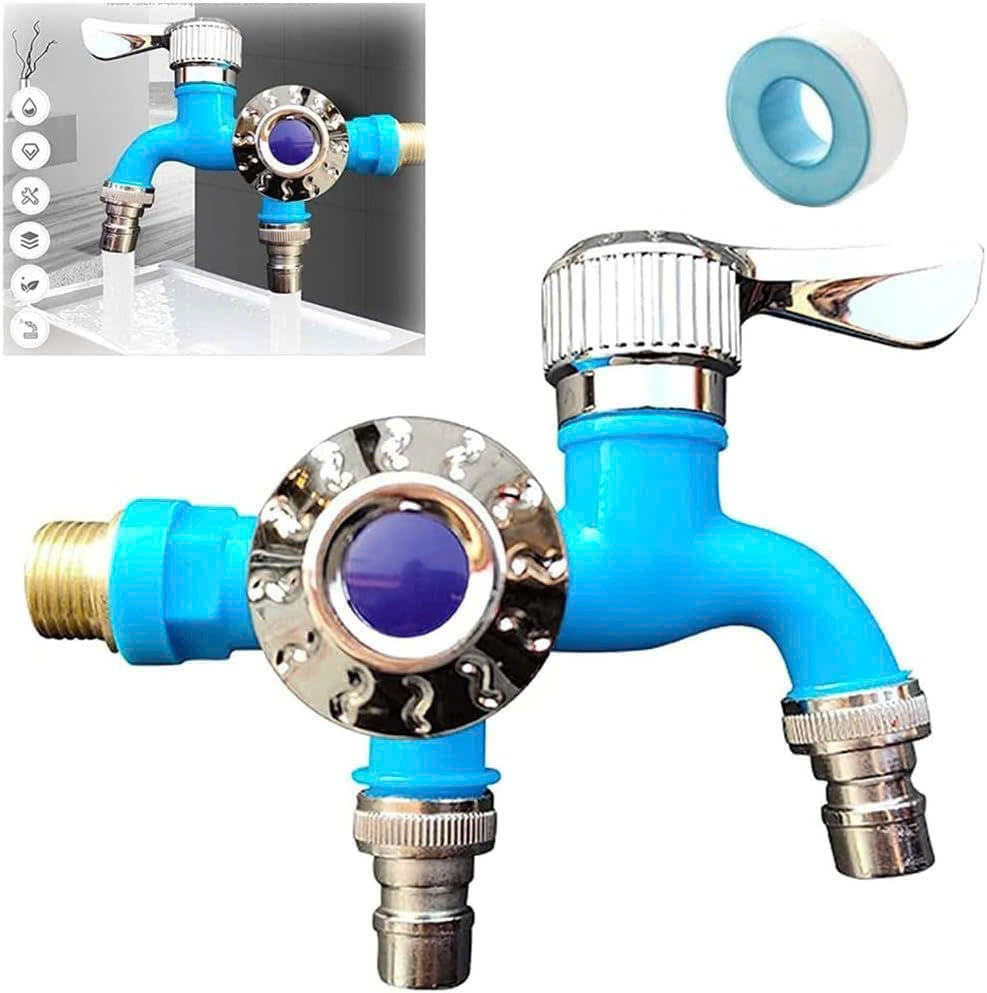 Outdoor Antifreeze Dual Control Faucet – Two Outlets, Leak-Proof, Rust-Resistant, Easy to Install and Use