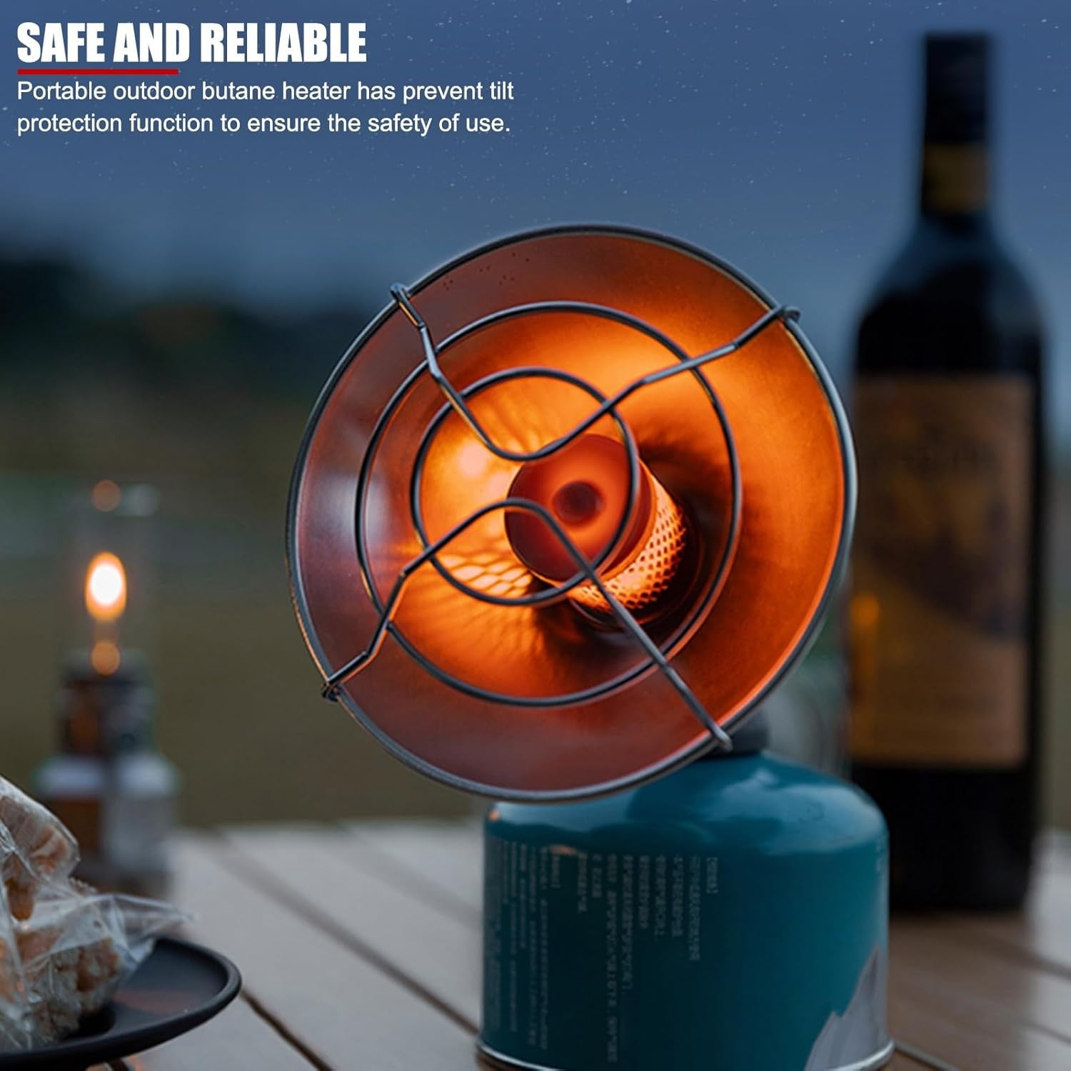 Outdoor Portable Gas Camping Heater Made of Stainless Steel with Low Gas Consumption