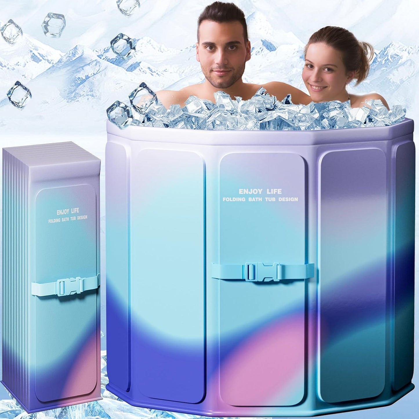 Oversized Portable Foldable Bathtub With Deep Soak, Quick Fold, Long Heat Retention, Fast Drain for Relaxation in Small Bathrooms