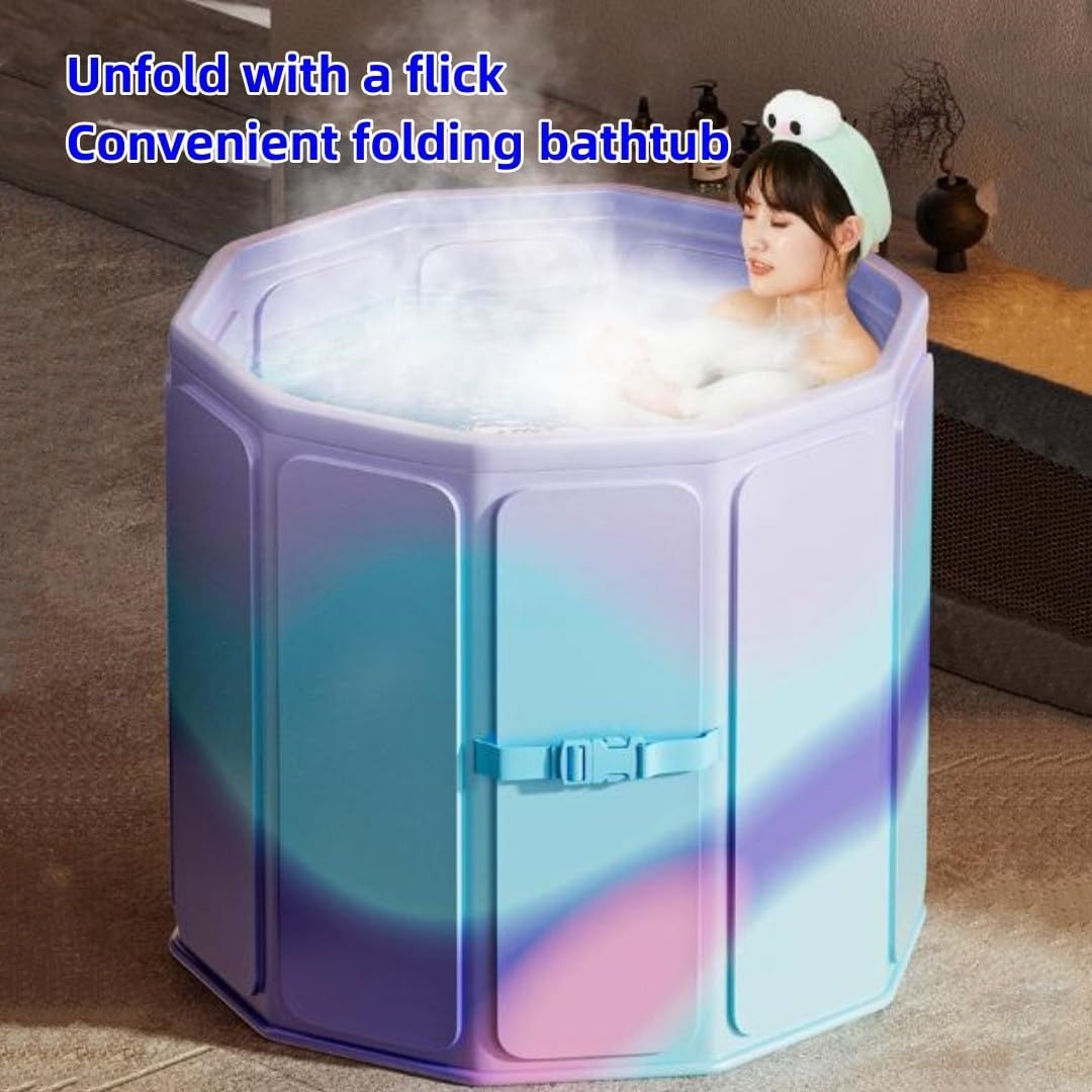 Oversized Portable Foldable Bathtub With Deep Soak, Quick Fold, Long Heat Retention, Fast Drain for Relaxation in Small Bathrooms