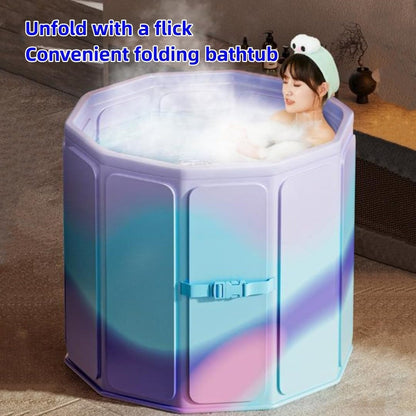 Oversized Portable Foldable Bathtub With Deep Soak, Quick Fold, Long Heat Retention, Fast Drain for Relaxation in Small Bathrooms
