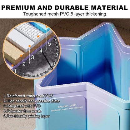 Oversized Portable Foldable Bathtub With Deep Soak, Quick Fold, Long Heat Retention, Fast Drain for Relaxation in Small Bathrooms
