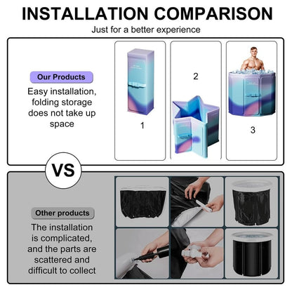 Oversized Portable Foldable Bathtub With Deep Soak, Quick Fold, Long Heat Retention, Fast Drain for Relaxation in Small Bathrooms