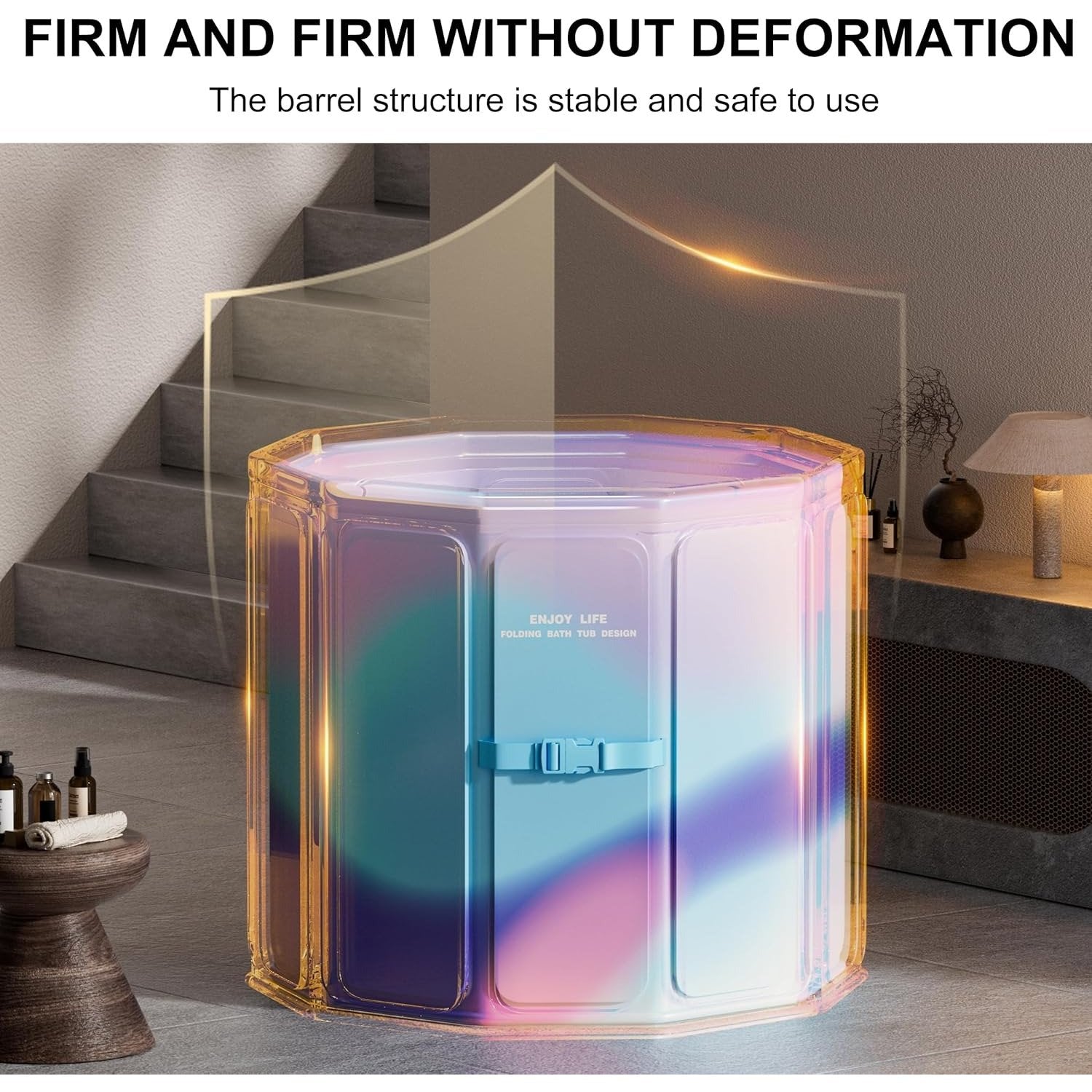 Oversized Portable Foldable Bathtub With Deep Soak, Quick Fold, Long Heat Retention, Fast Drain for Relaxation in Small Bathrooms