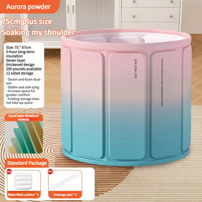 Oversized Portable Foldable Bathtub With Deep Soak, Quick Fold, Long Heat Retention, Fast Drain for Relaxation in Small Bathrooms