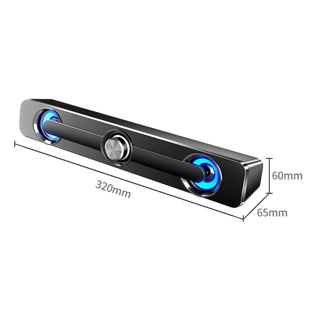 PC Soundbar Speaker – USB Powered with LED Lights 3.5mm Jack for Laptop & TV