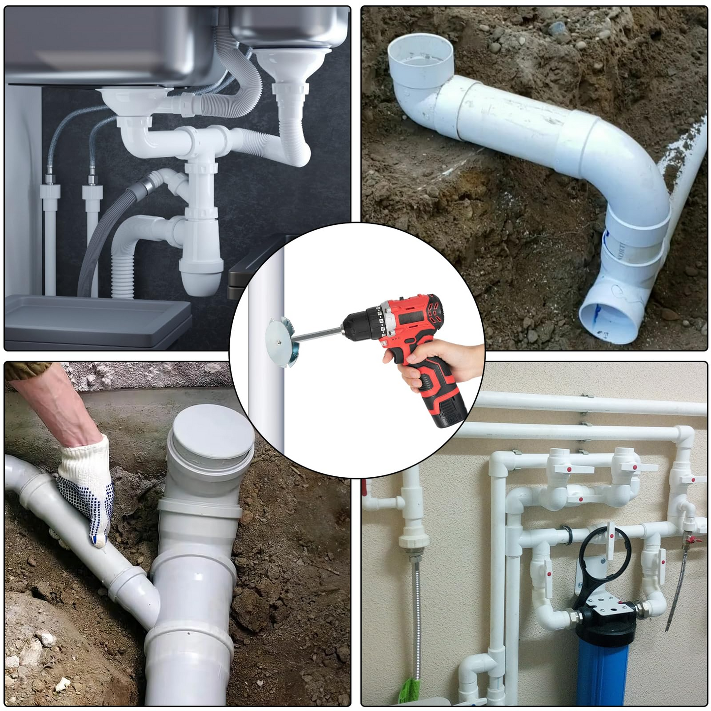 PVC Pipe Reamer - Plumbing Fitting PVC Socket Saver Set for 1 or 2inch Variable Speed Power Drill