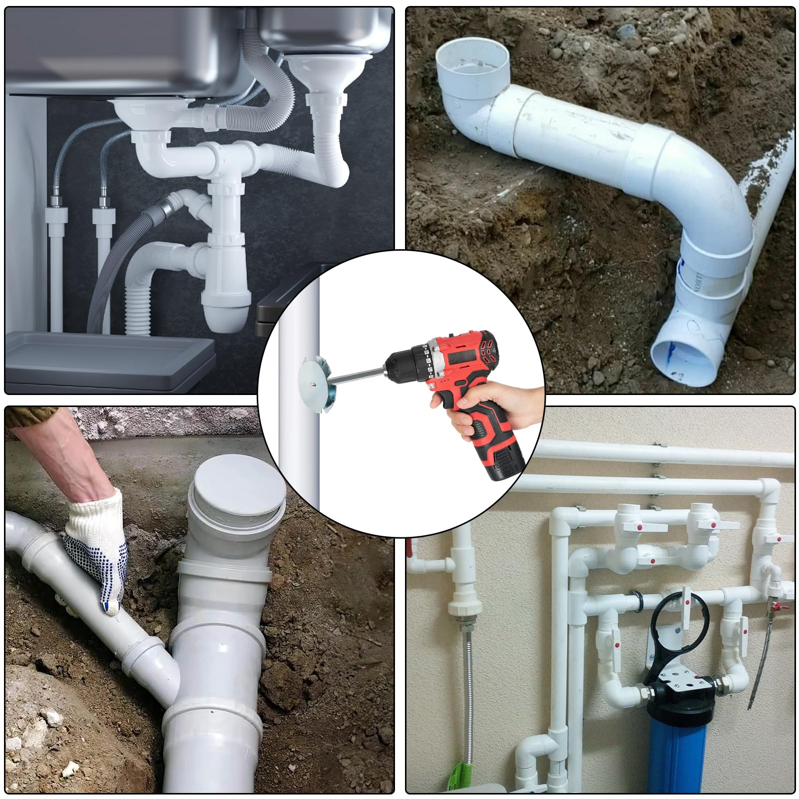 PVC Pipe Reamer - Plumbing Fitting PVC Socket Saver Set for 1 or 2inch Variable Speed Power Drill