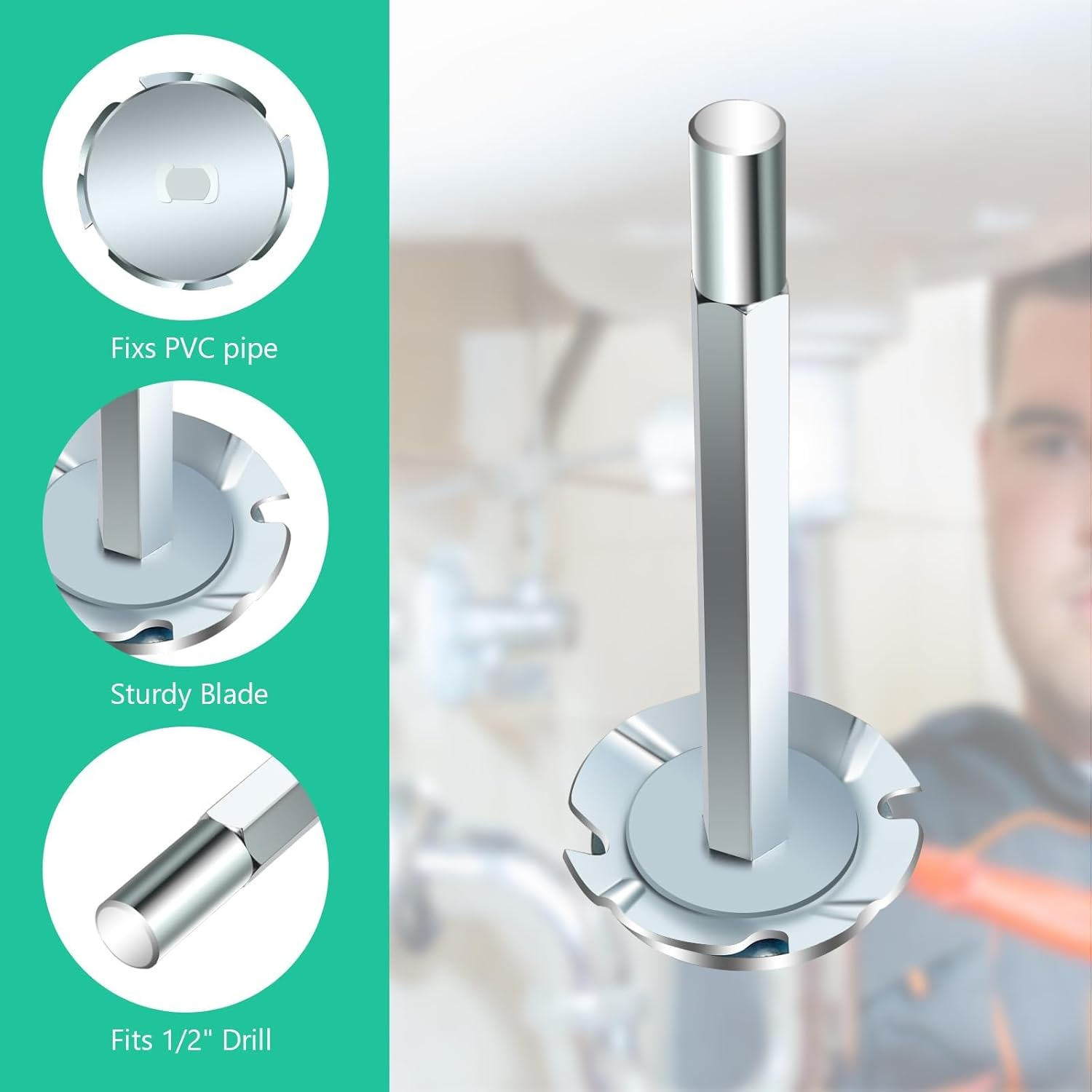 PVC Pipe Reamer - Plumbing Fitting PVC Socket Saver Set for 1 or 2inch Variable Speed Power Drill