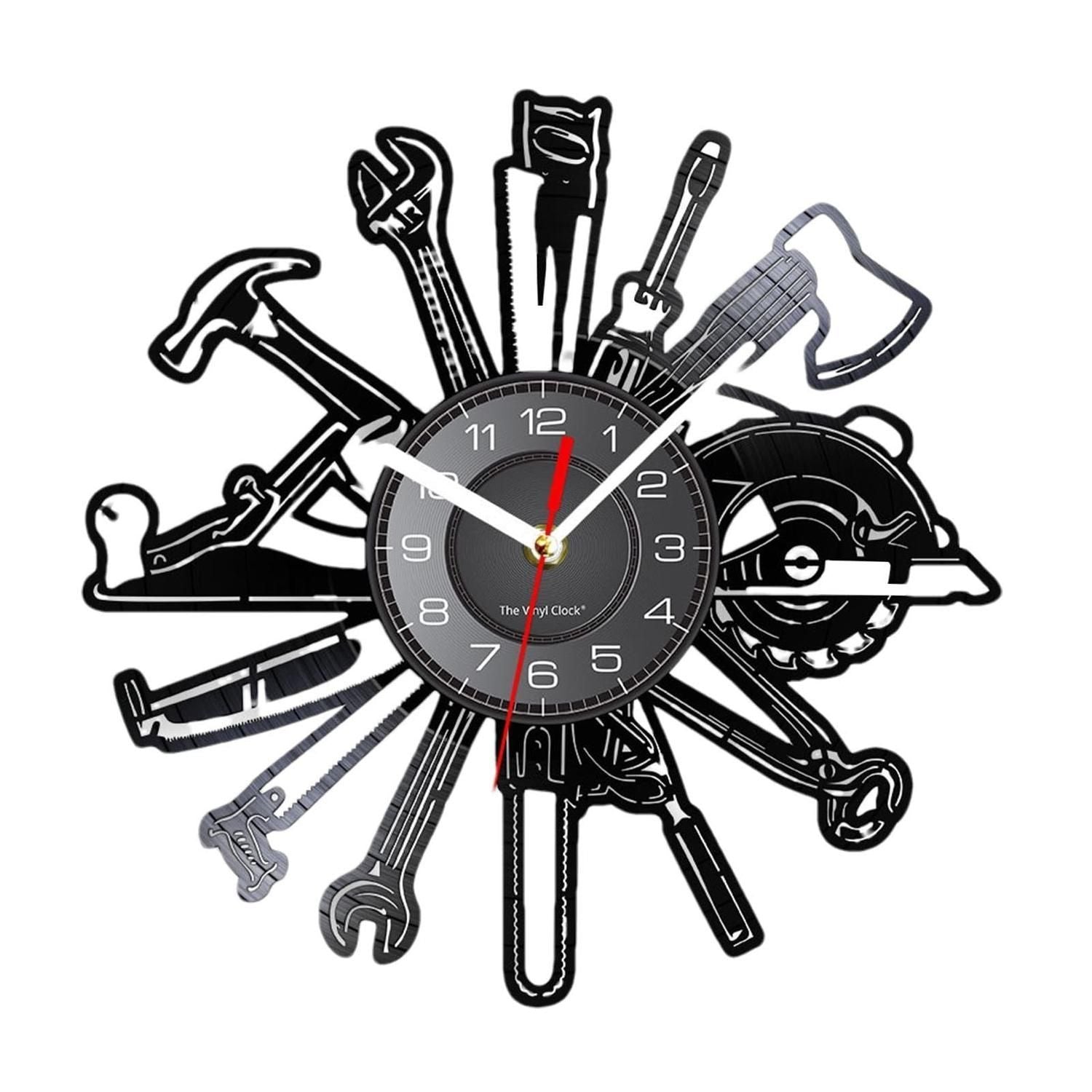 Personalized LED Wall Tool Clock for Men – Car Repair Tools Garage Décor Gift