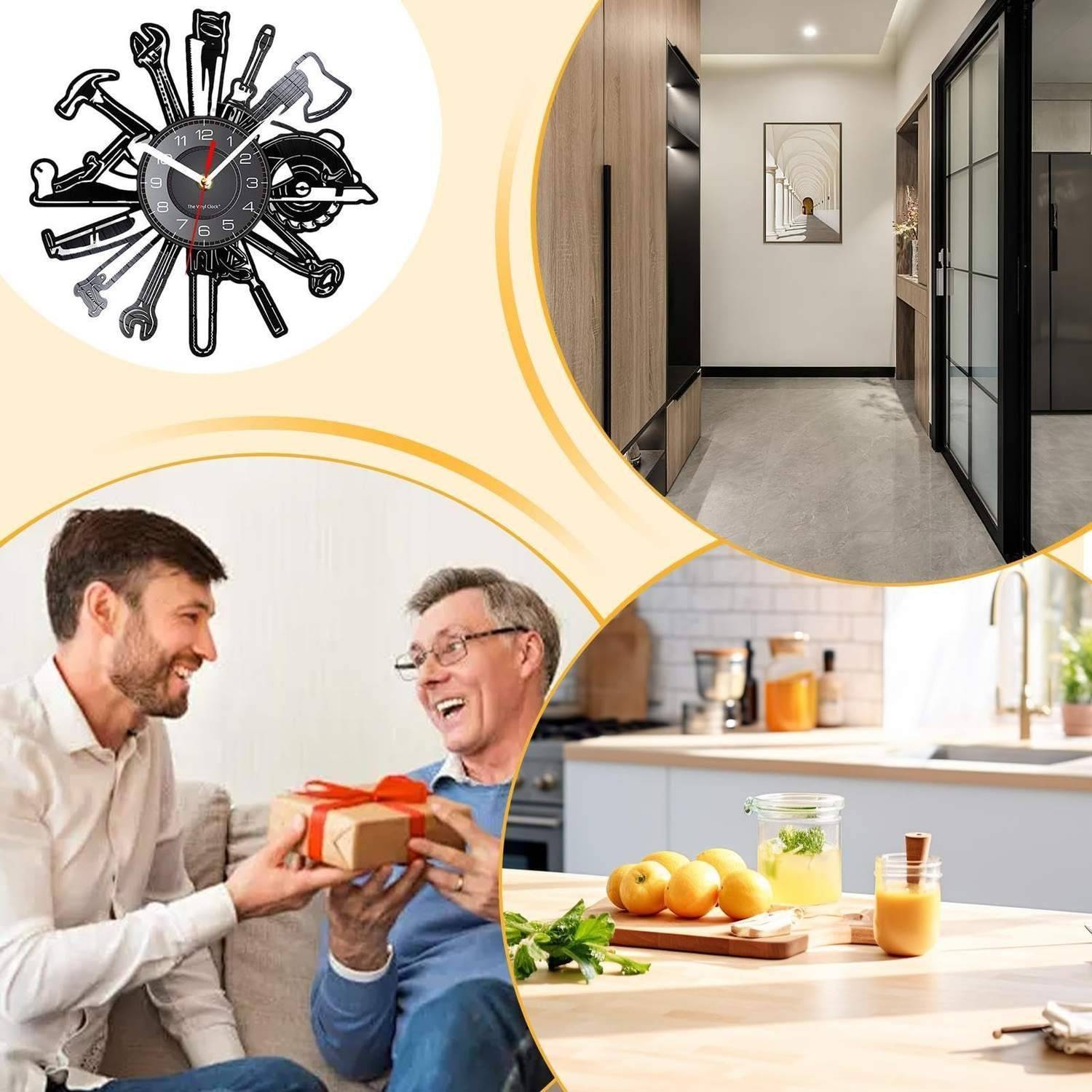 Personalized LED Wall Tool Clock for Men – Car Repair Tools Garage Décor Gift