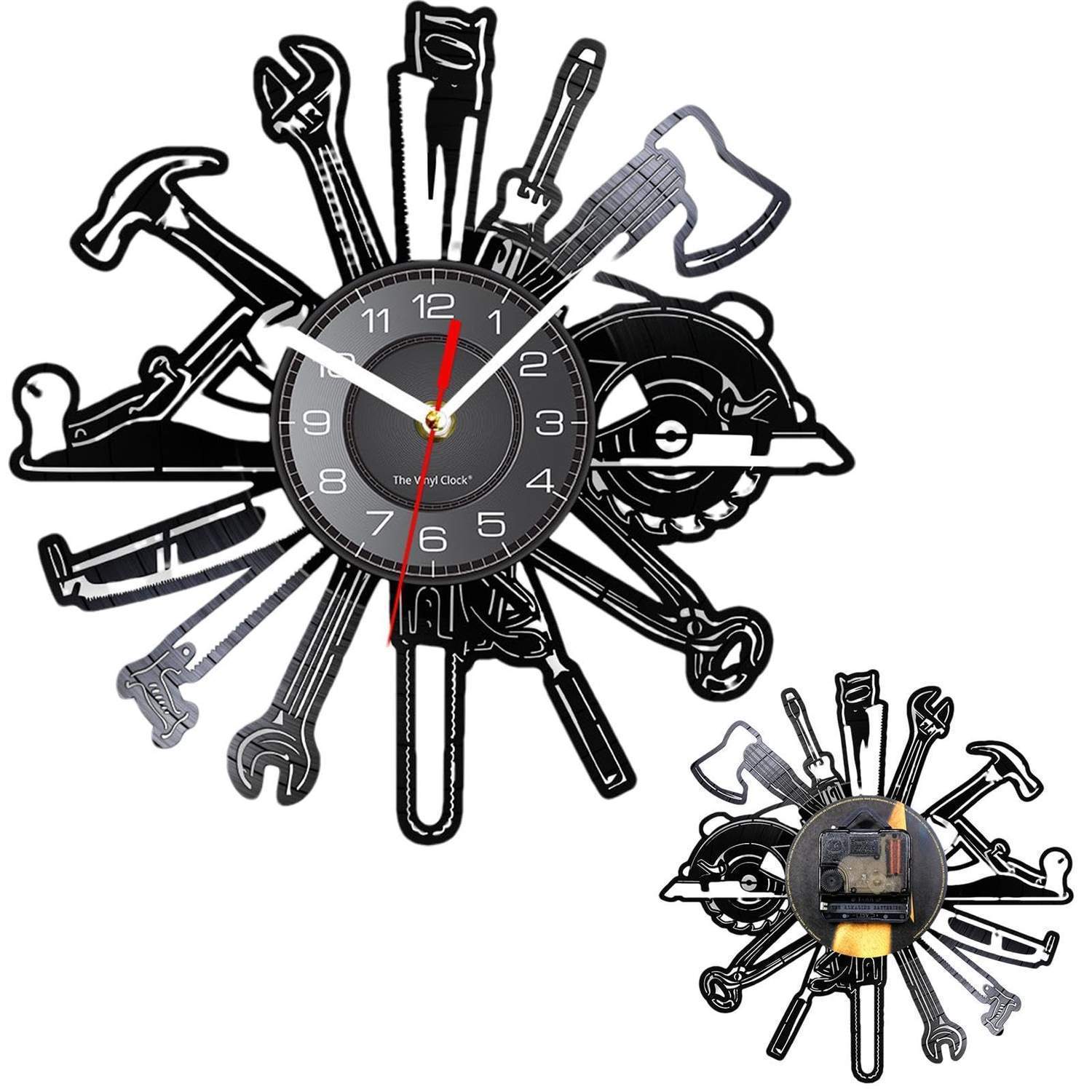 Personalized LED Wall Tool Clock for Men – Car Repair Tools Garage Décor Gift
