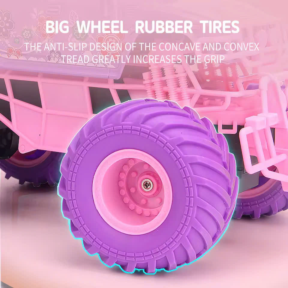 Pink RC Off-Road Car with 2.4GHz Remote Control and Built-in Battery – Safe for Ages 6+
