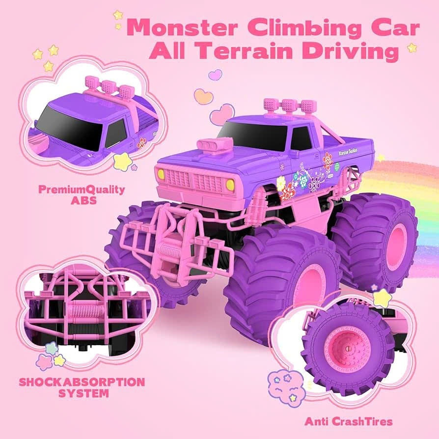 Pink RC Off-Road Car with 2.4GHz Remote Control and Built-in Battery – Safe for Ages 6+