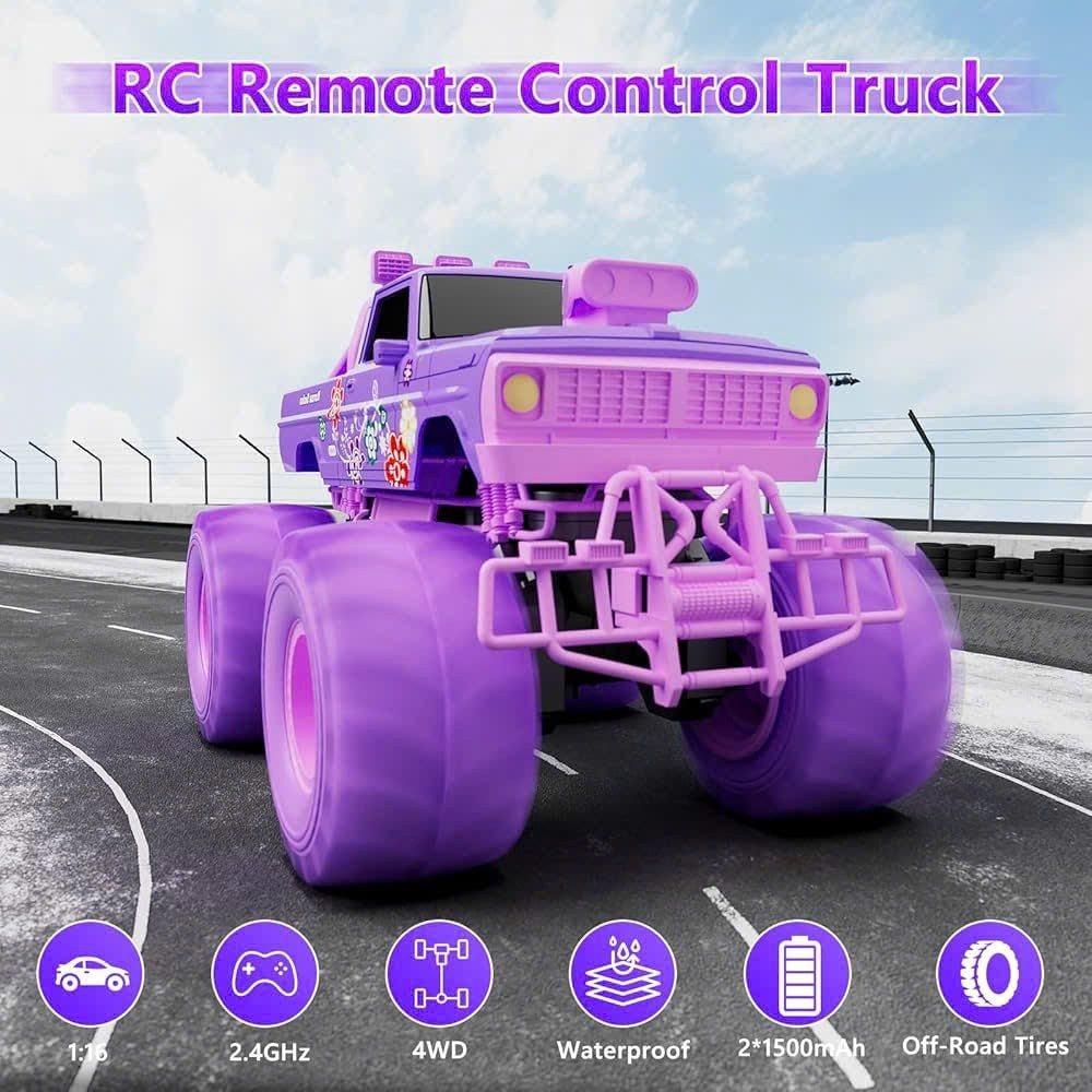 Pink RC Off-Road Car with 2.4GHz Remote Control and Built-in Battery – Safe for Ages 6+
