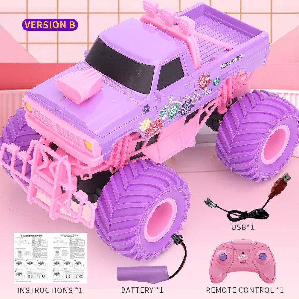 Pink RC Off-Road Car with 2.4GHz Remote Control and Built-in Battery – Safe for Ages 6+