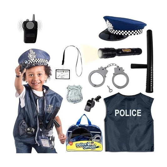 Police Costume Set with Realistic Accessories, Light & Sound Effects, Unisex, Easy to Store & Carry for Ages 3+