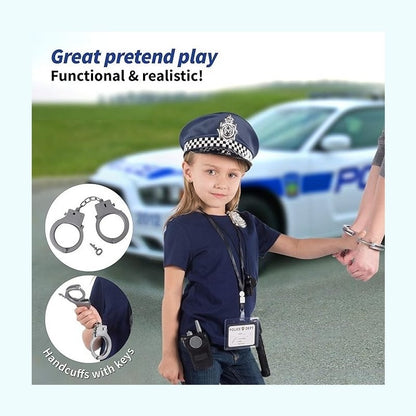 Police Costume Set with Realistic Accessories, Light & Sound Effects, Unisex, Easy to Store & Carry for Ages 3+