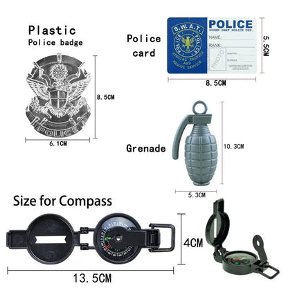 Police Costume Set with Realistic Accessories, Light & Sound Effects, Unisex, Easy to Store & Carry for Ages 3+